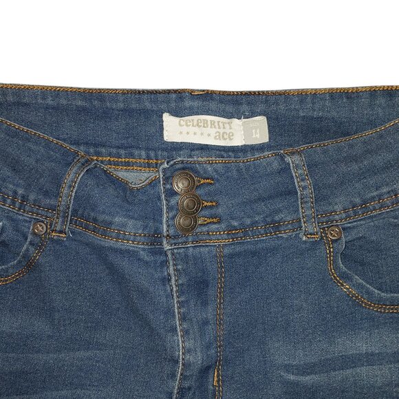 Celebrity Ace Women’s Distressed Blue Jean Shorts - Size 14, Cotton Blend - Picture 3 of 3